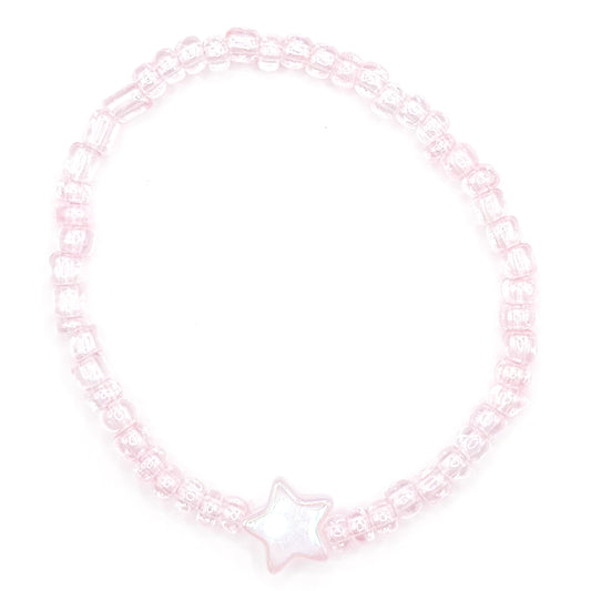 Baby Pink Star Seed Beaded Bracelet