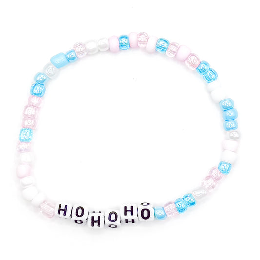 "HoHoHo" Pastel Holiday Seed Beaded Bracelet