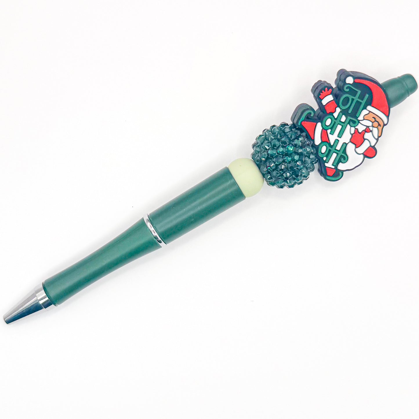 Dark Green Dancing Santa Charm Pen