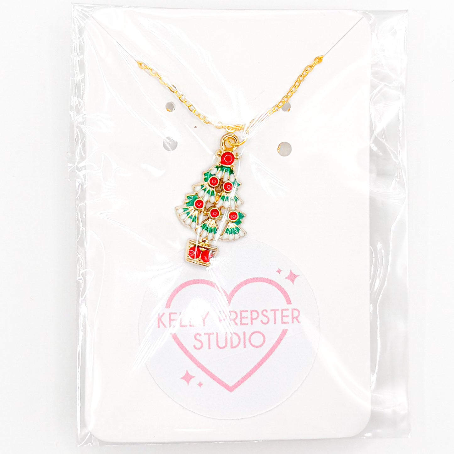 Happy Christmas Tree Necklace