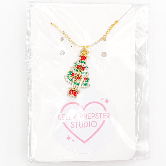 Happy Christmas Tree Necklace