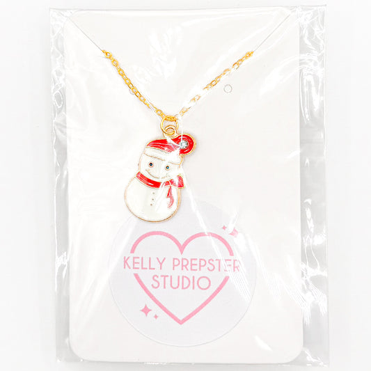 Happy Red Snowman Necklace