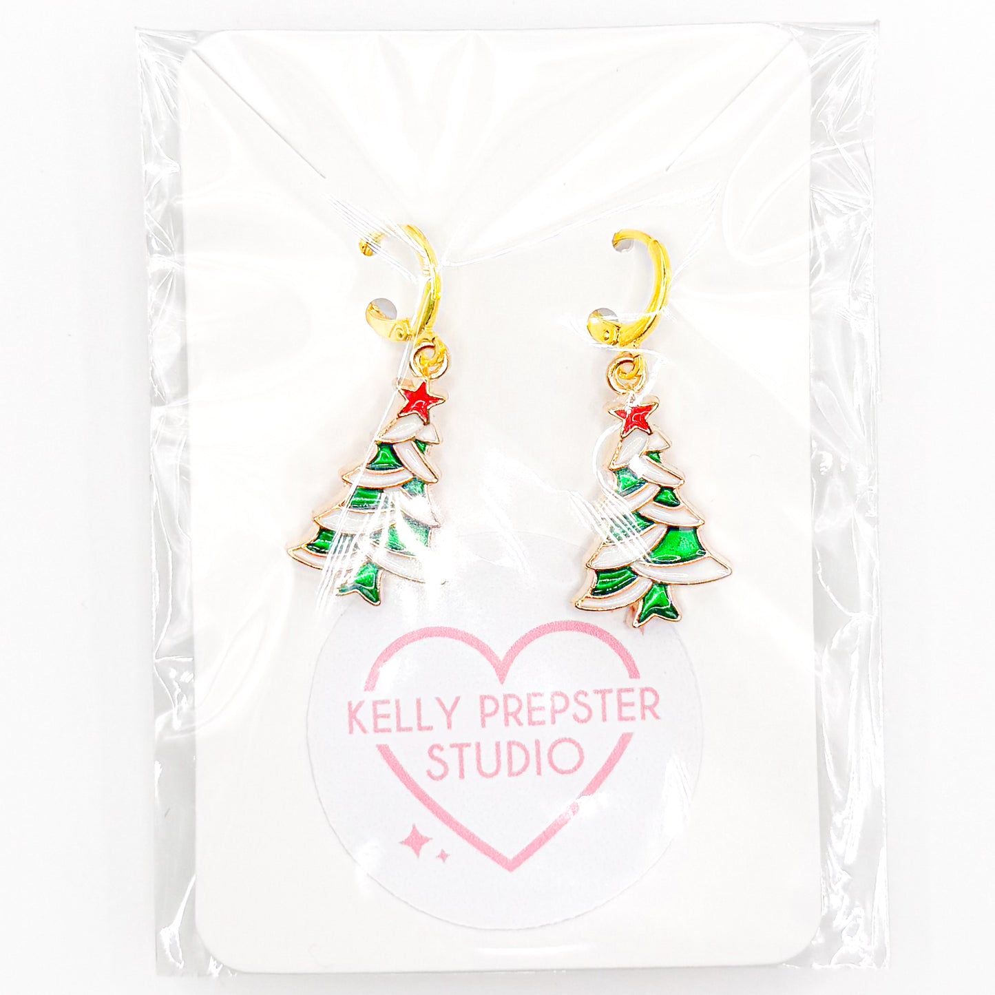 Cozy Christmas Tree Huggie Earrings