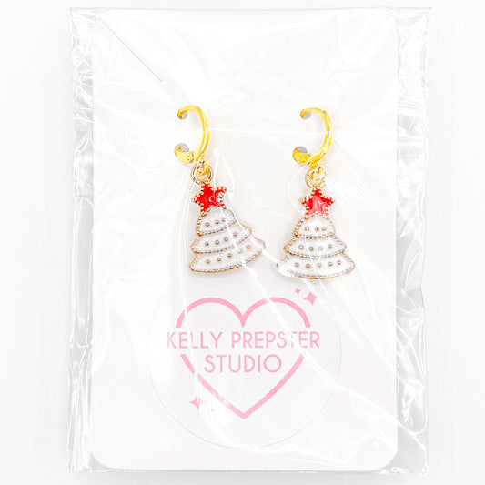 Sparkly Christmas Tree Huggie Earrings