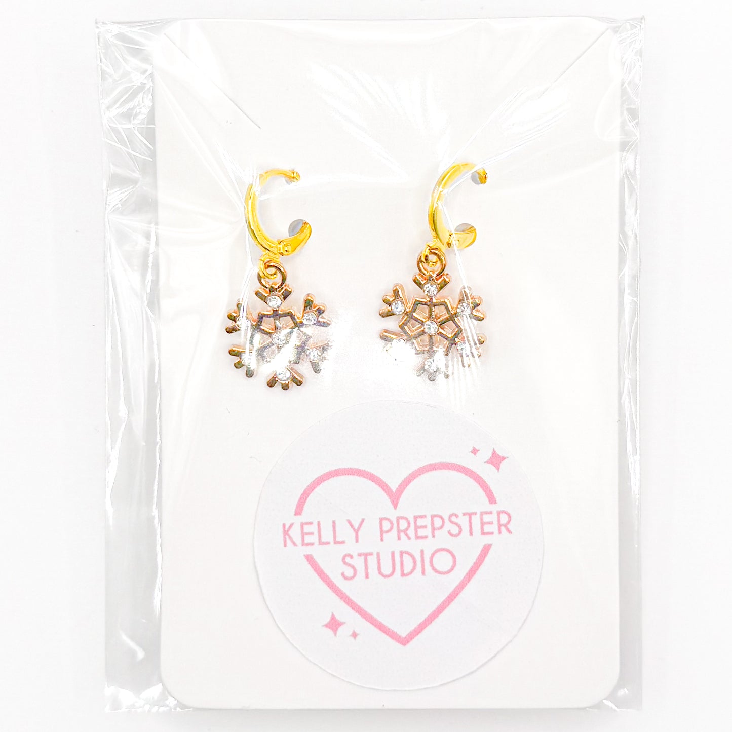 Sparkly Snowflakes Huggie Earrings