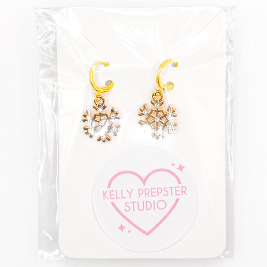 Sparkly Snowflakes Huggie Earrings