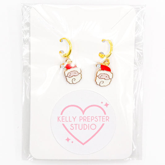 Happy Santa Huggie Earrings