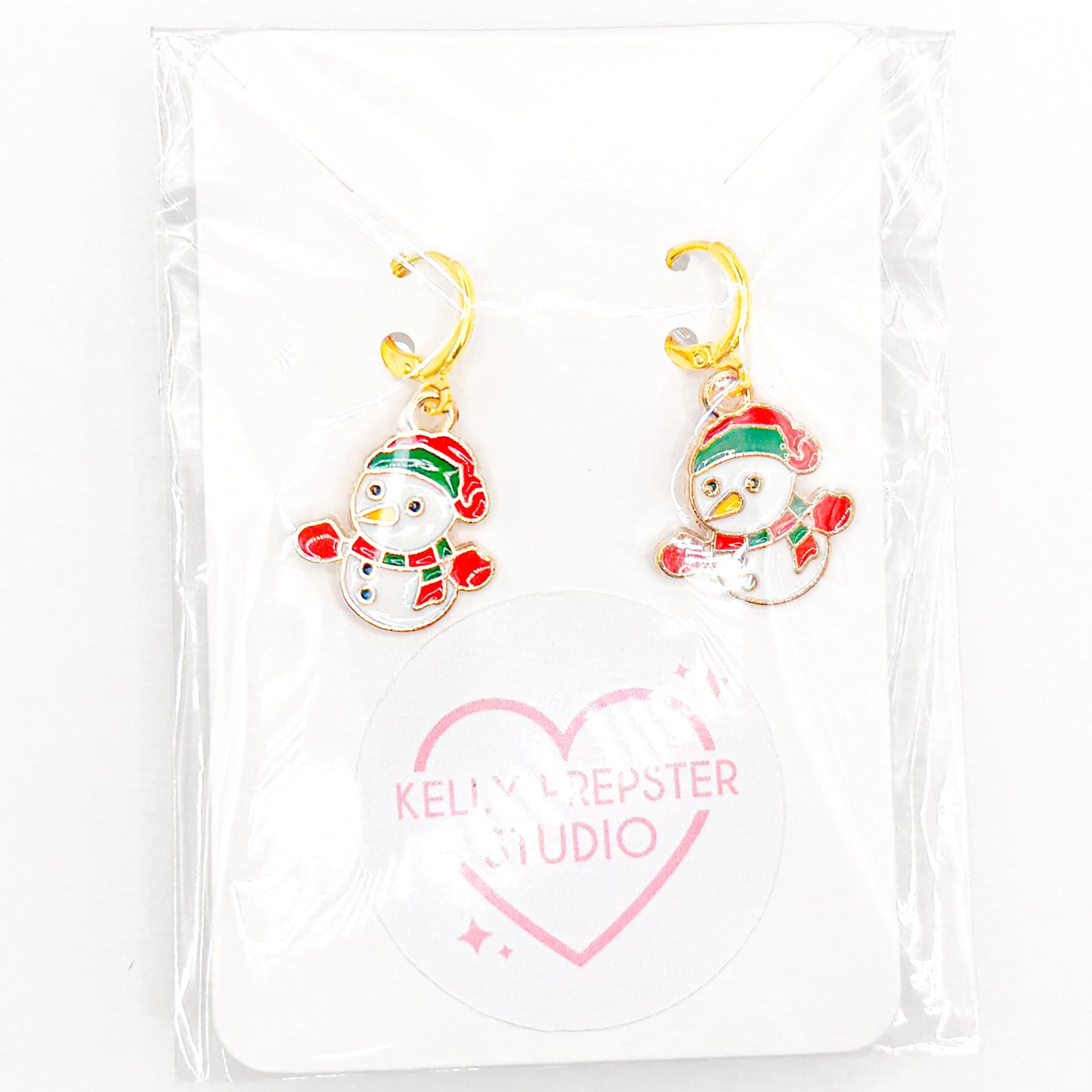 Cutie Little Snowman Huggie Earrings