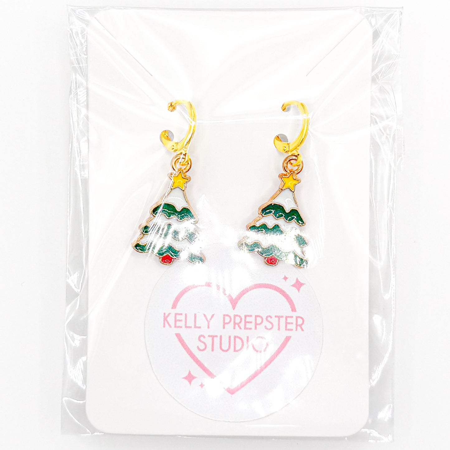 Snow Trees Huggie Earrings