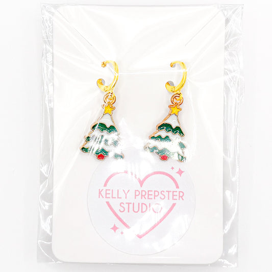 Snow Trees Huggie Earrings
