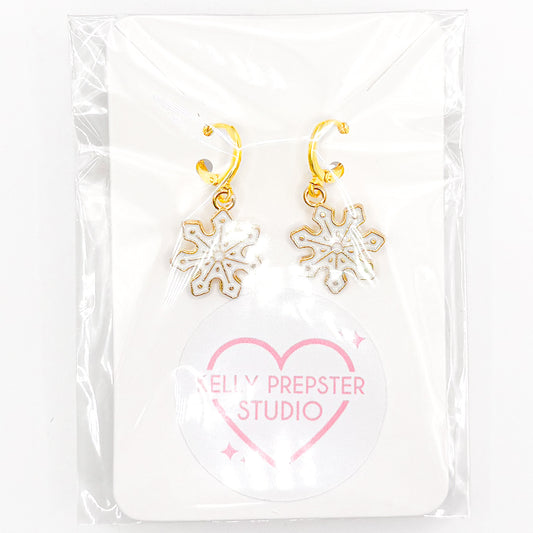 Beautiful Snowflakes Huggie Earrings