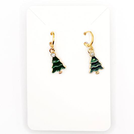Sparkle On The Tree Huggie Earrings