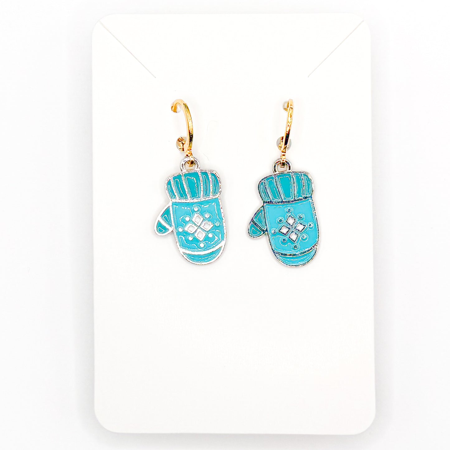 Blue Mittens Huggie Earrings