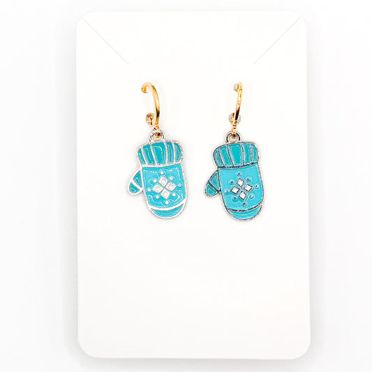 Blue Mittens Huggie Earrings