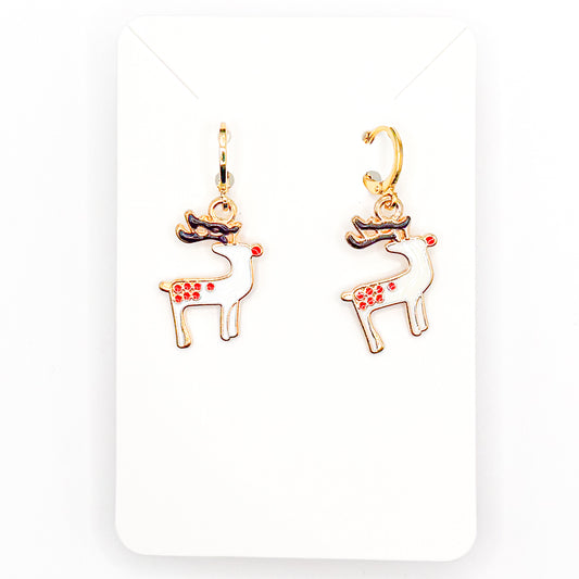 Holiday Reindeer Huggie Earrings
