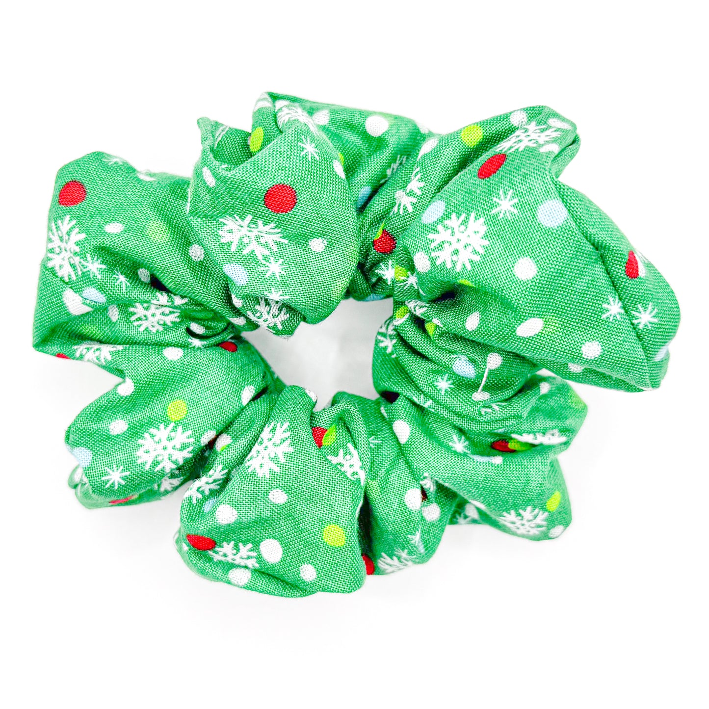 Green Festive Holiday Hand-Sewn Scrunchie
