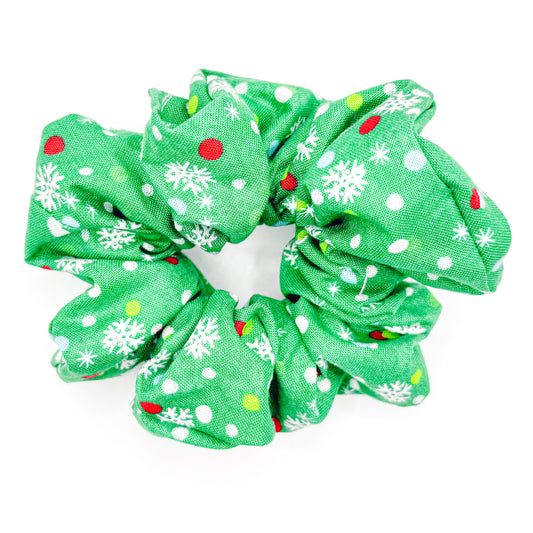 Green Festive Holiday Hand-Sewn Scrunchie