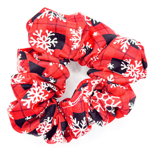 Buffalo Plaid Snowflakes Hand-Sewn Scrunchie