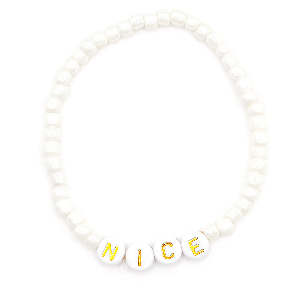 "Nice" Christmas Seed Beaded Bracelet