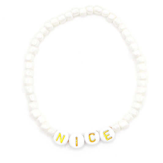 "Nice" Christmas Seed Beaded Bracelet