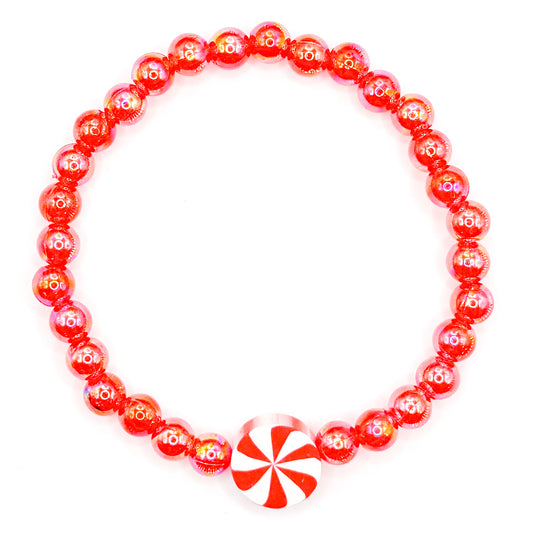 Peppermint Christmas Beaded Bracelet