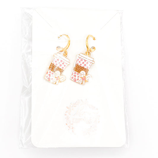 Coffee Time Huggie Earrings