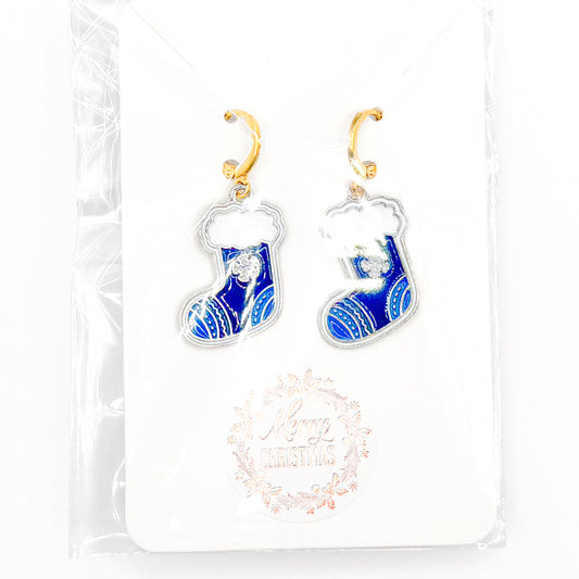 Blue Stockings Huggie Earrings