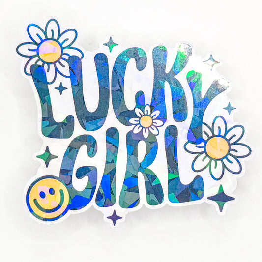 Lucky Girl Holographic Sticker