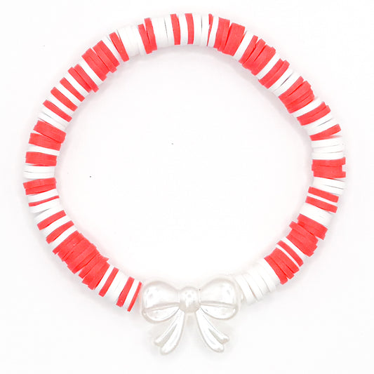 Holiday Bow 2.0 Clay Beaded Bracelet