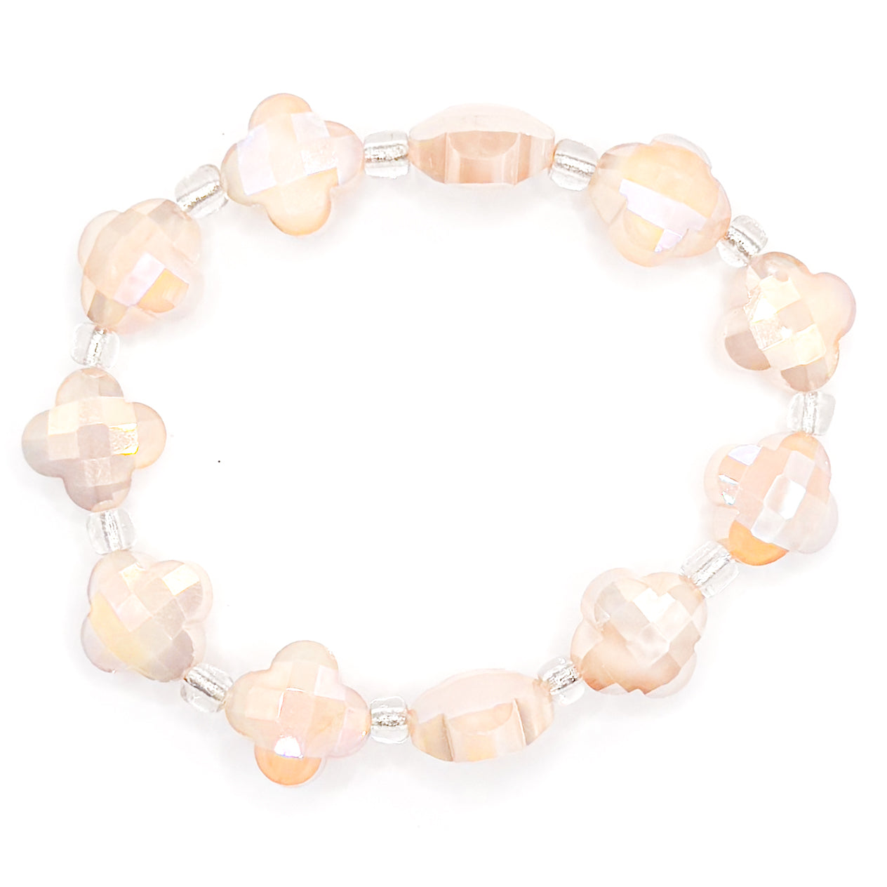 Peach Preppy Sparkles Glass Beaded Bracelet