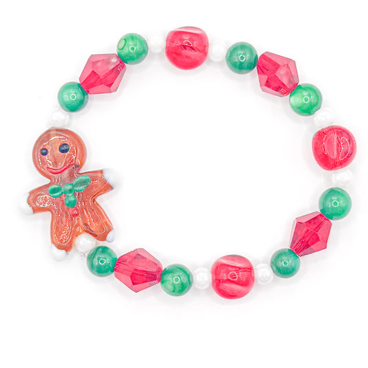Colorful Gingerbread Man Glass Beaded Bracelet