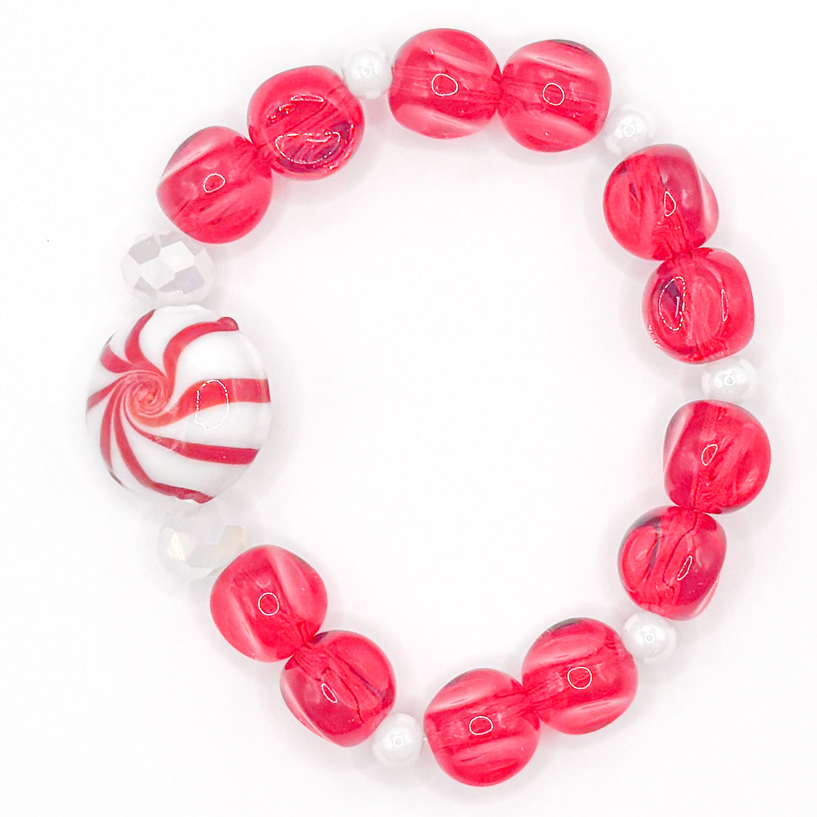 Classic Peppermint Glass Beaded Bracelet
