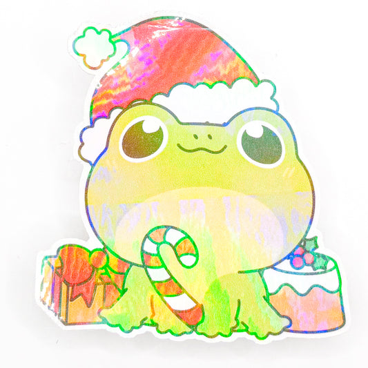 Christmas Frog Holographic Sticker