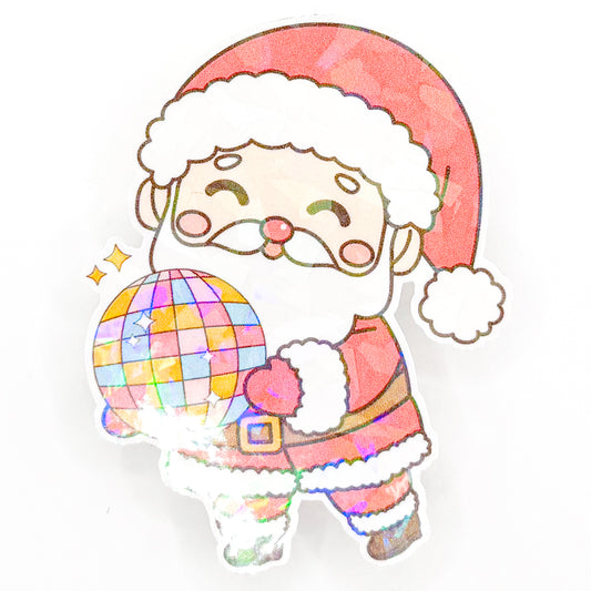 Disco Santa Holographic Sticker