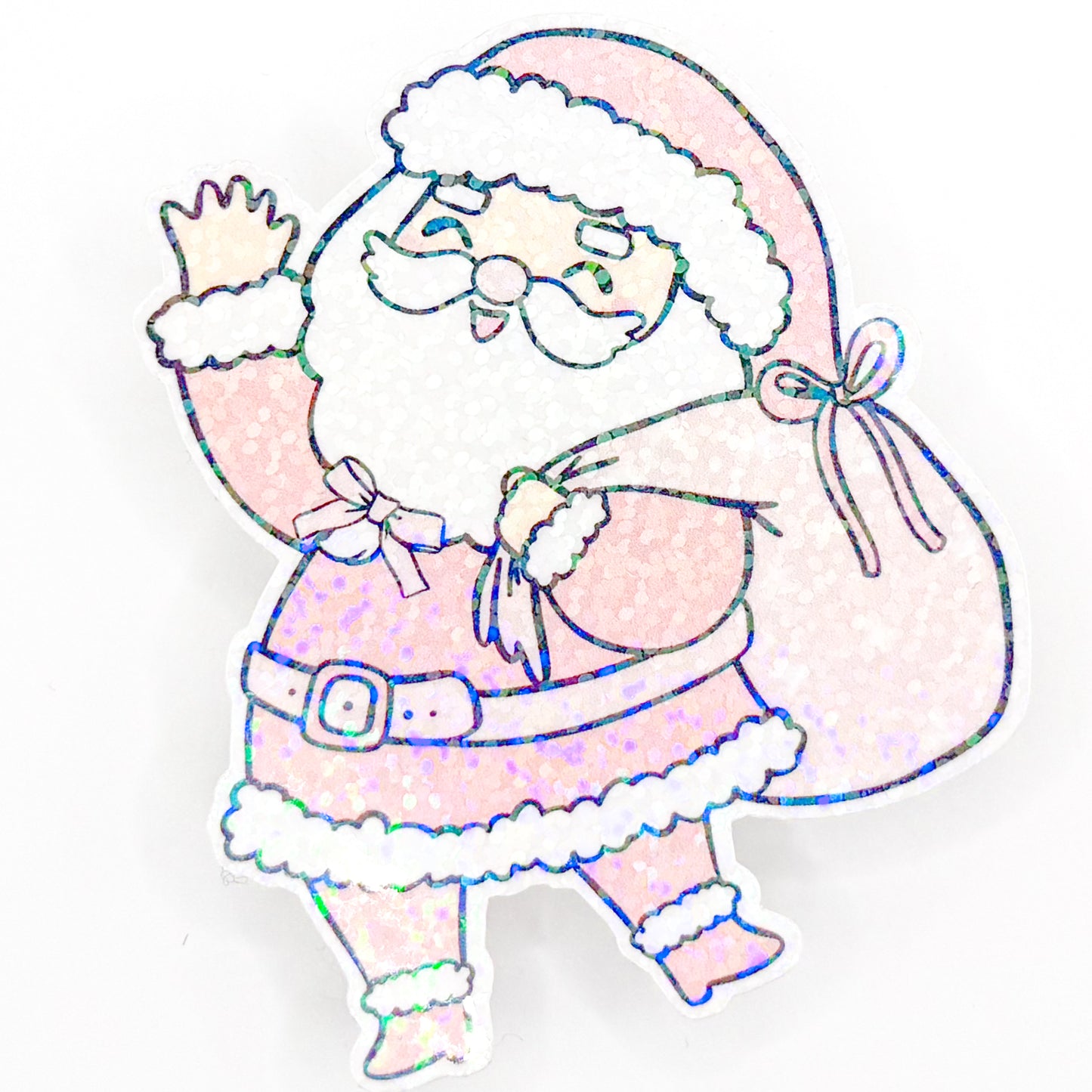 Pink Santa Holographic Sticker