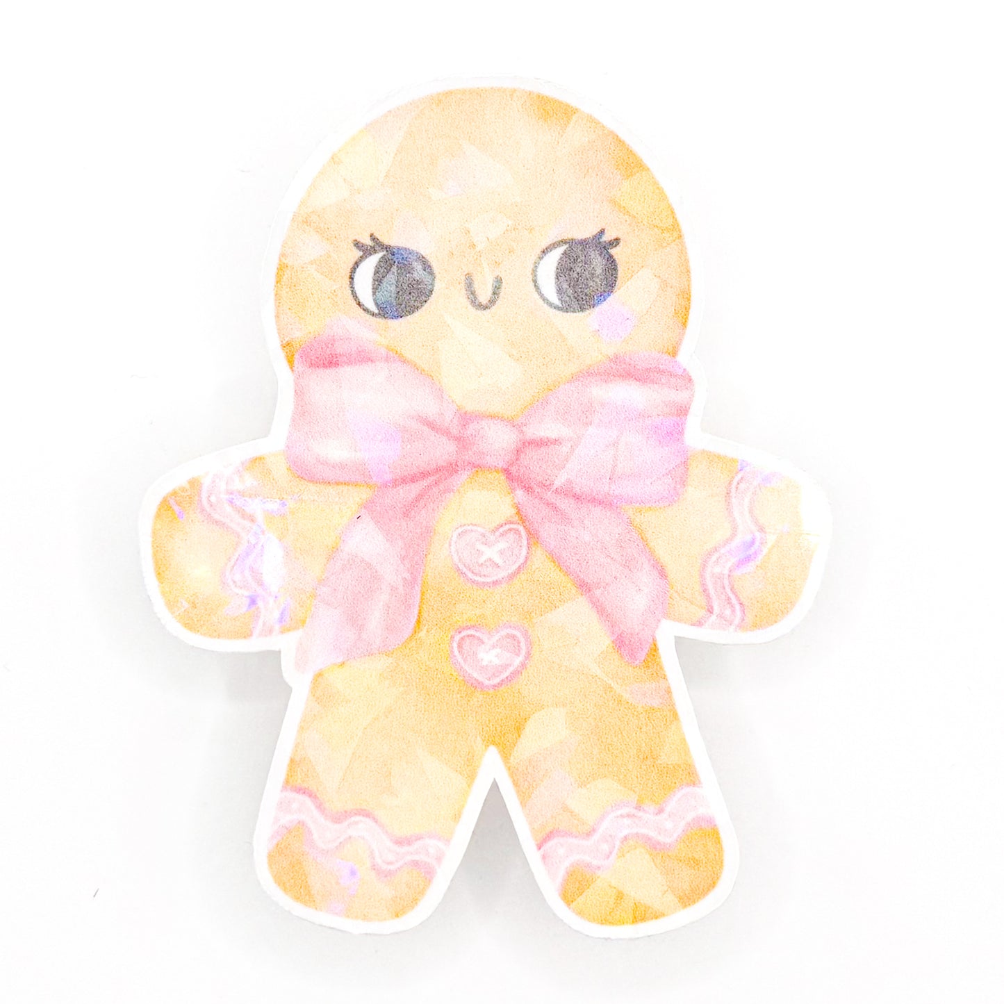 Gingerbread Bow Holographic Sticker
