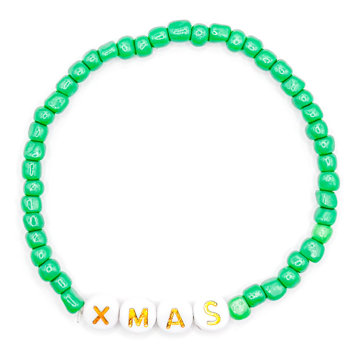 Green "Xmas" Seed Beaded Bracelet