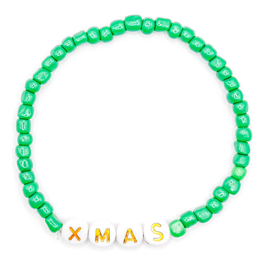 Green "Xmas" Seed Beaded Bracelet