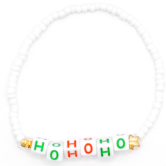 "HoHoHo" Holiday Seed Beaded Bracelet