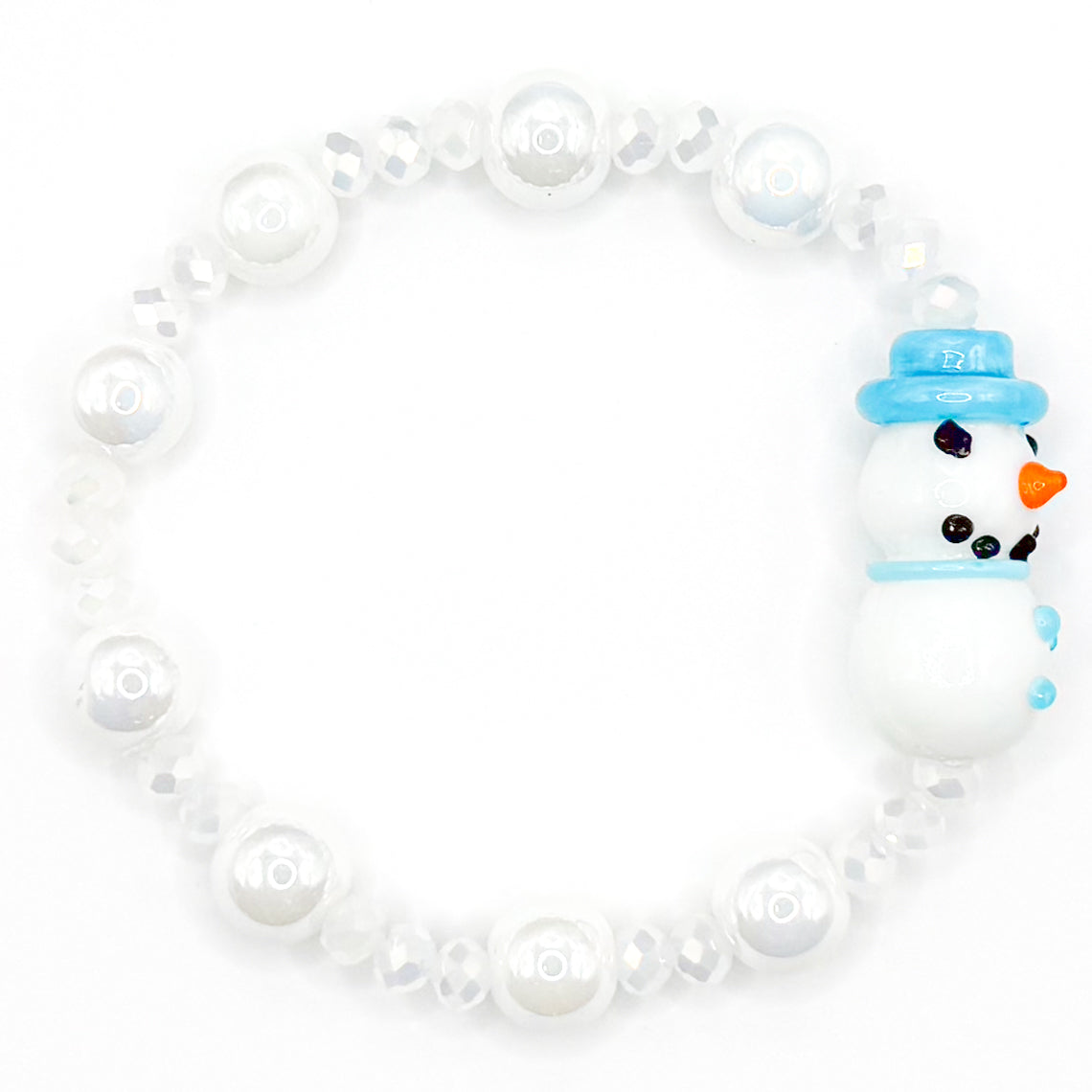 Snowman Bubbles Glass Beaded Bracelet