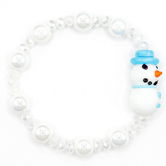 Snowman Bubbles Glass Beaded Bracelet