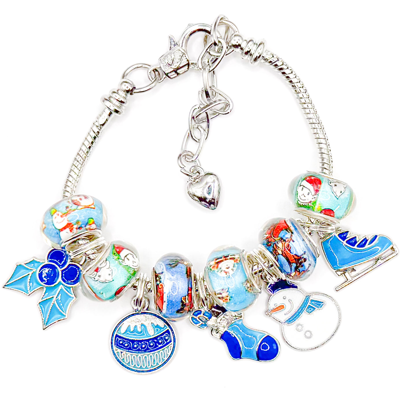 Blue Holly European Charm Bracelet