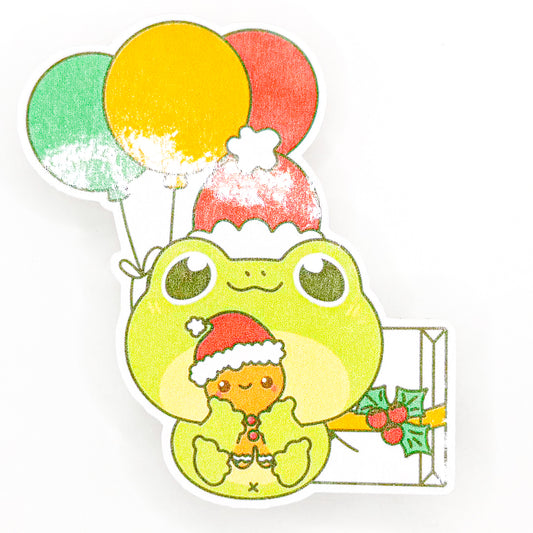 Cheery Holiday Frog Sticker