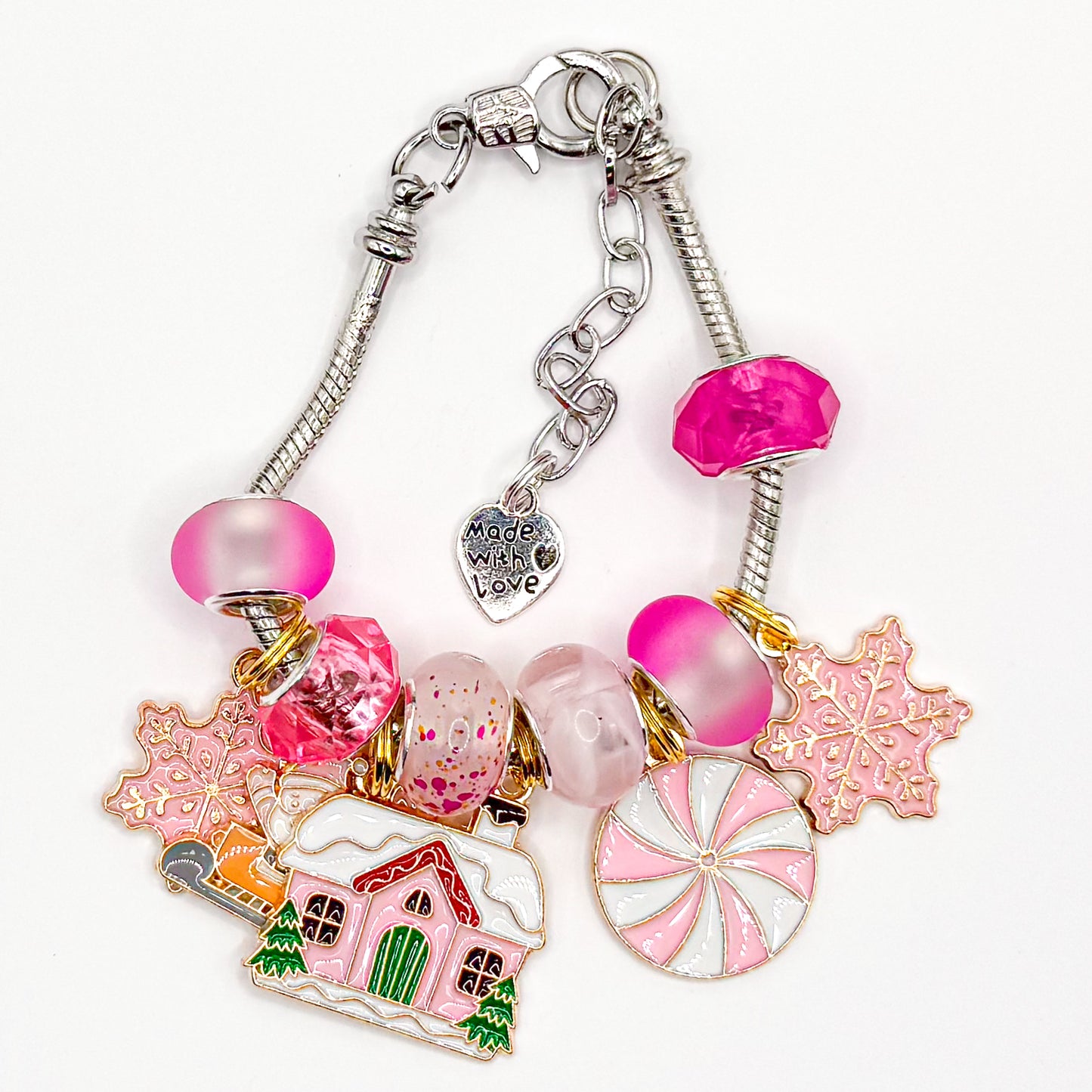 Sweet Pink ChristmasEuropean Charm Bracelet