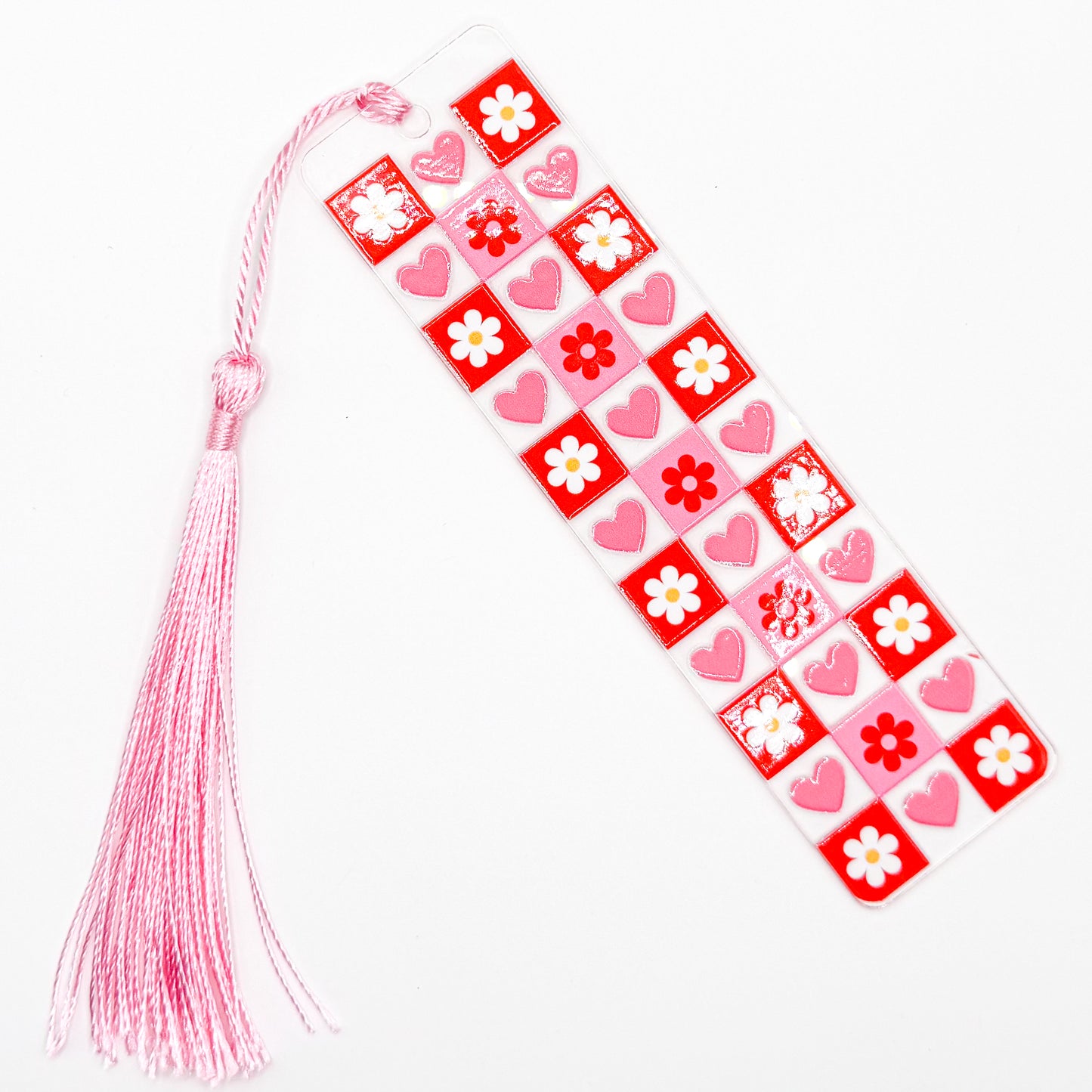 Preppy Flower Hearts Acrylic Bookmark