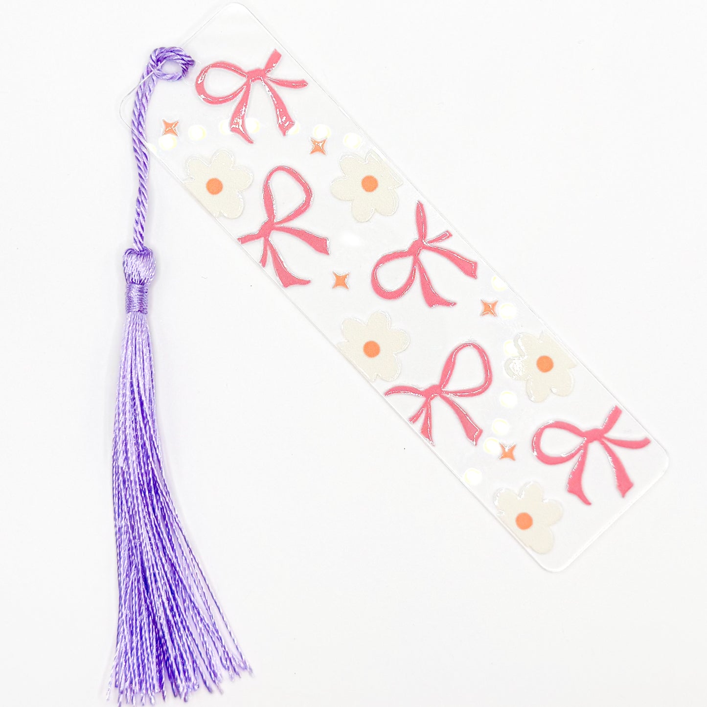 Purple Flowers and Bows Acrylic Bookmark