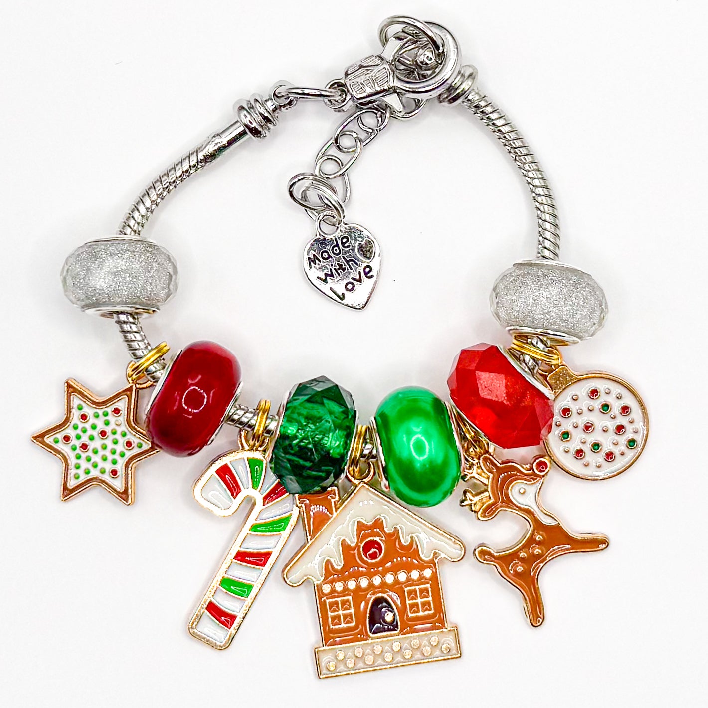 Classy Gingerbread House European Charm Bracelet
