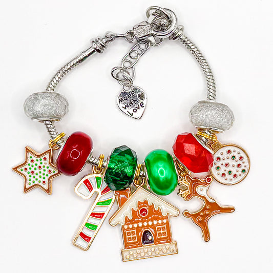 Classy Gingerbread House European Charm Bracelet