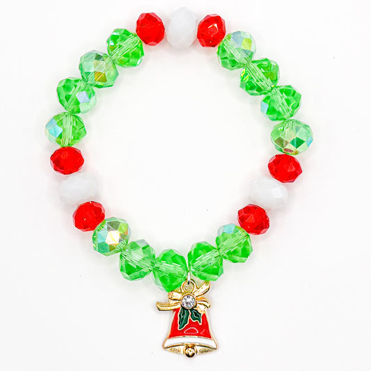 Christmas Bell Glass Beaded Bracelet