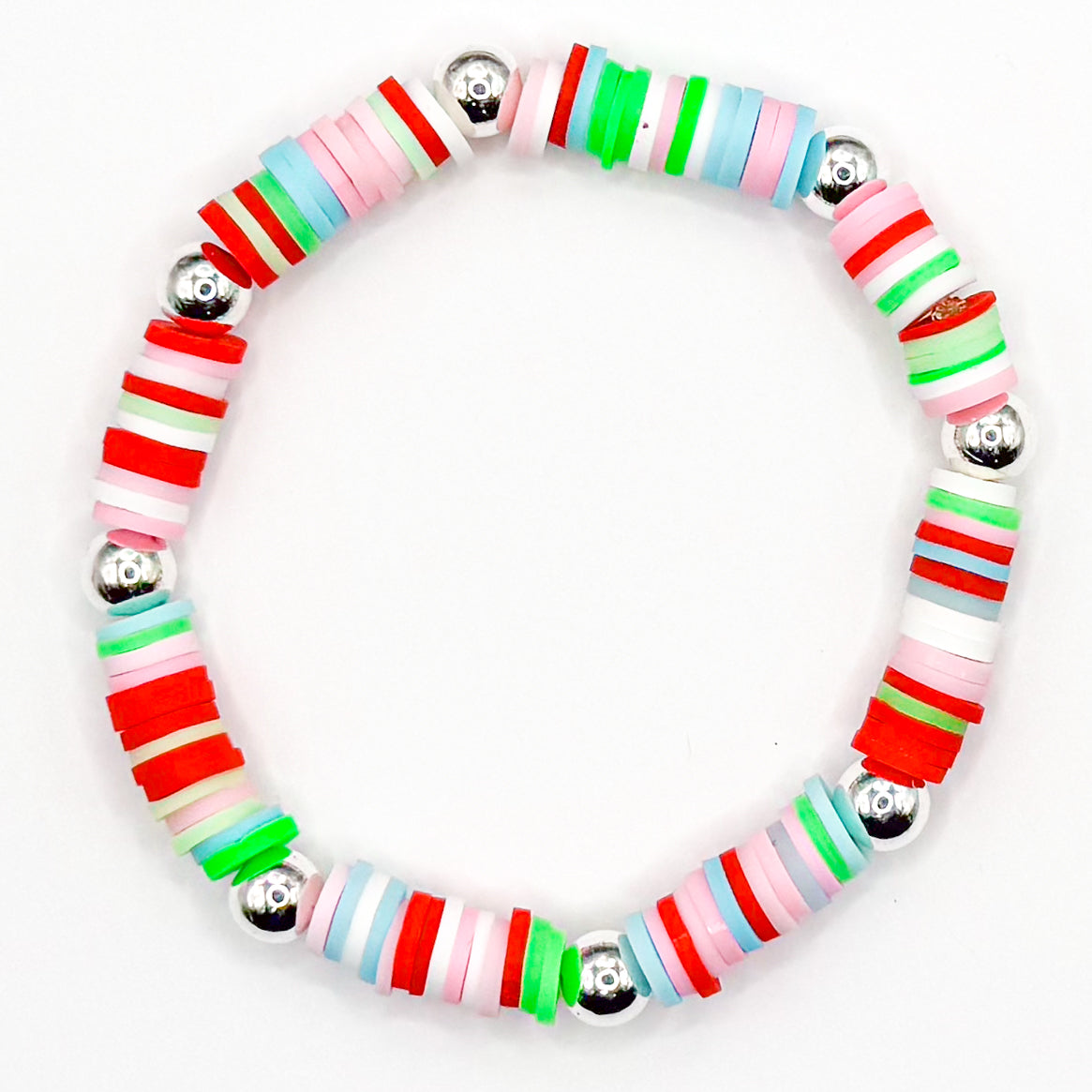 Shiny Christmas Pearls Clay Beaded Bracelet